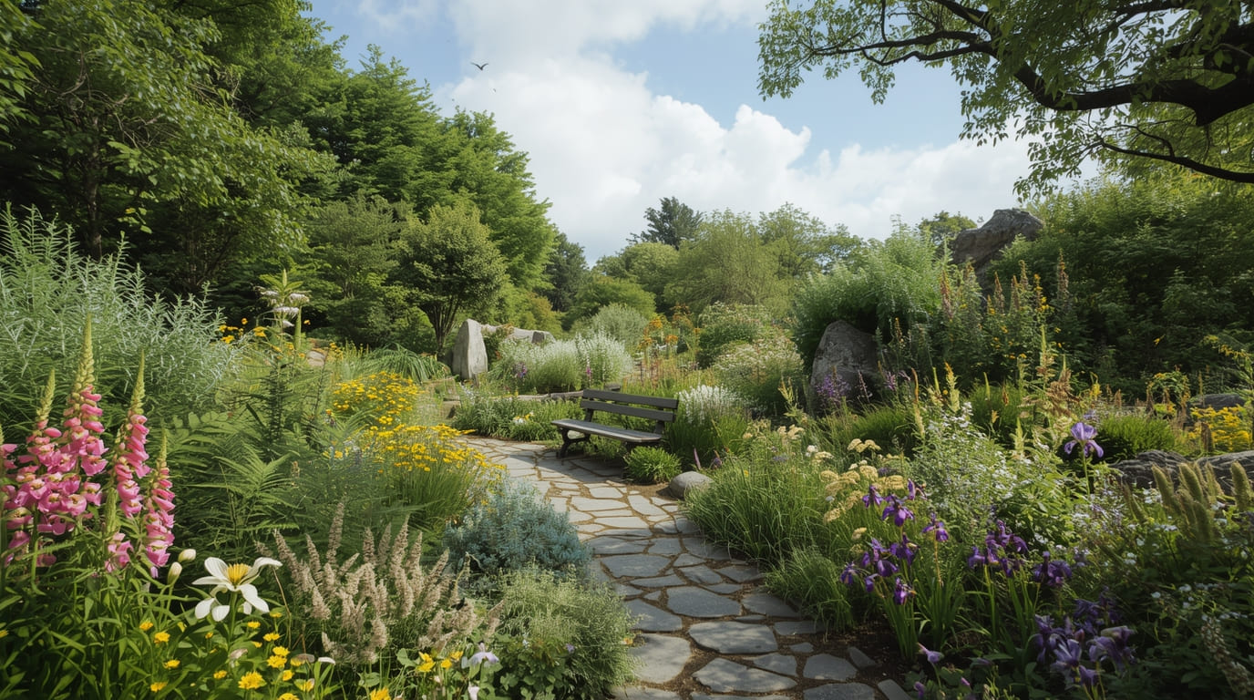 Sustainable native garden featuring Irish plant species